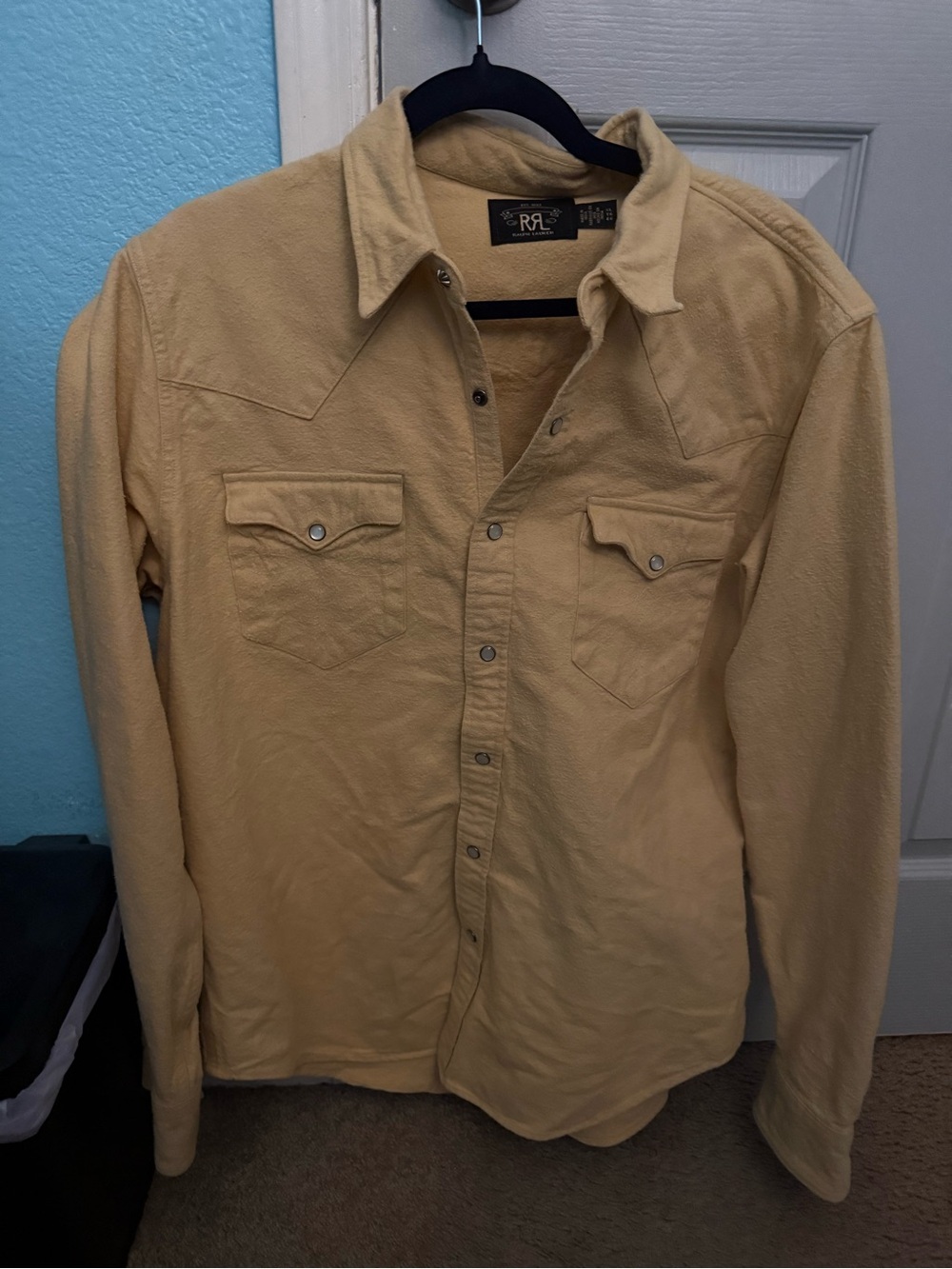 Ralph Lauren Double RL (RRL) Men's Long-Sleeve Western Shirt Jacket - Tan/Yellow